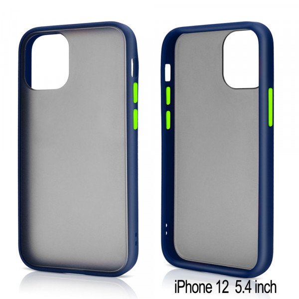 Wholesale Slim Matte Hybrid Bumper Case for iPhone 12 Mini 5.4 inch (Navy Blue)